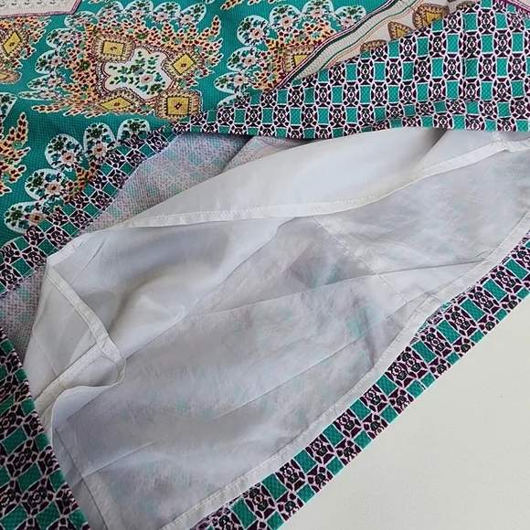 Nine West Womens Multicolor Keyhole V-Neck Floral Short A-Line Dress Size 12 - Picture 13 of 14